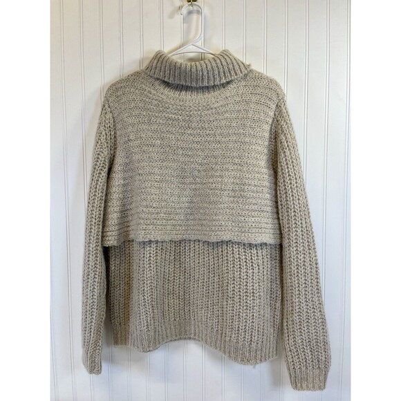 Carson Woman's Alpaca Blend‎ Chunky Layered Sweater Sz Med. Mushroom Color - Picture 1 of 9